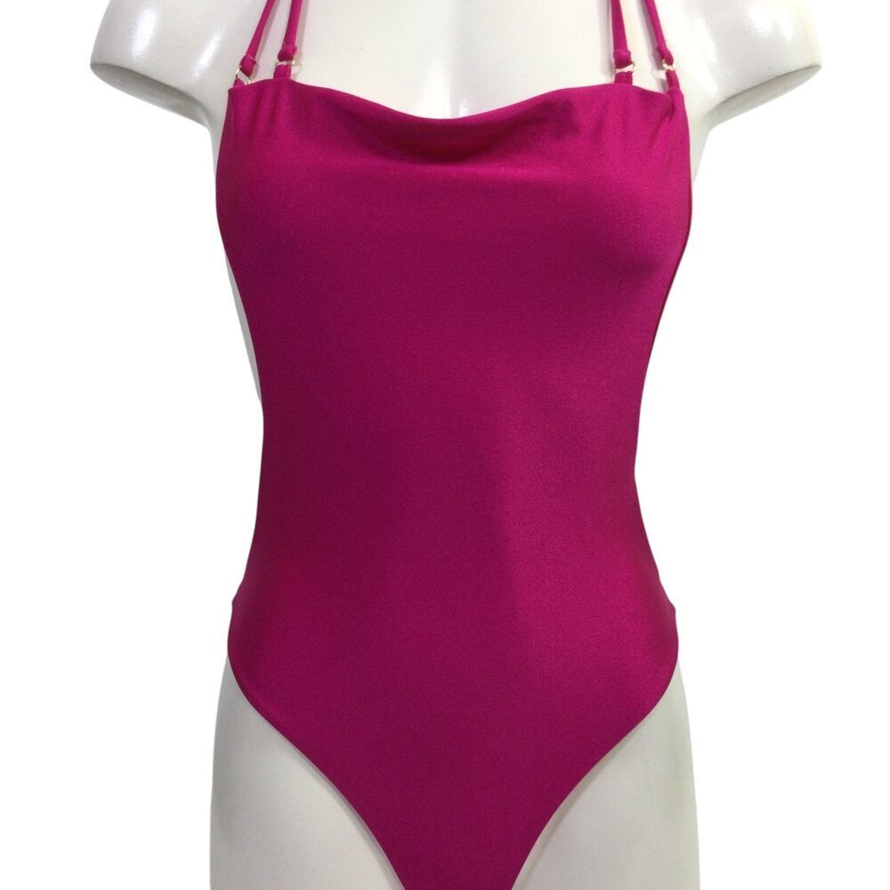 Lovers + Friends Womens Swimsuit Magenta Halter One Piece Pink Size XXS